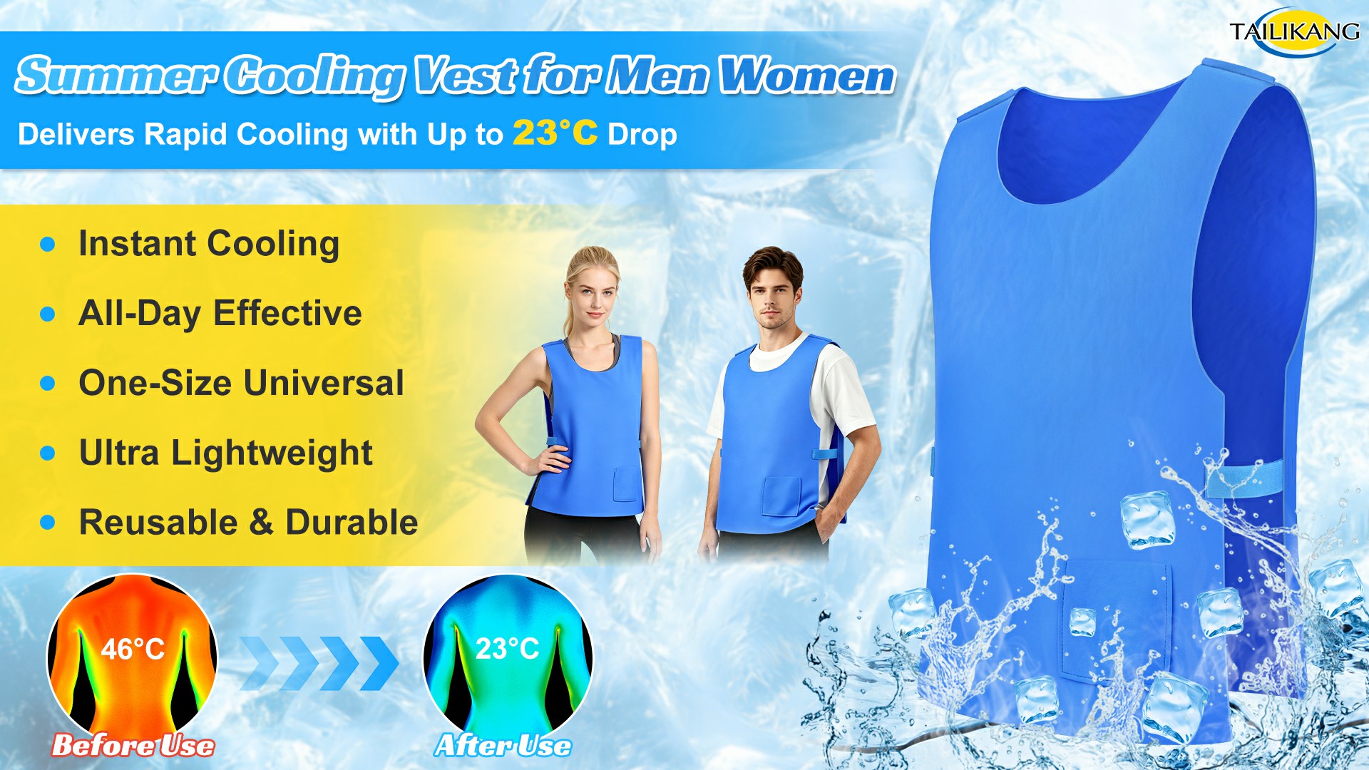 2 Pack Cooling Vest for Men Women, Upgraded Water Activated